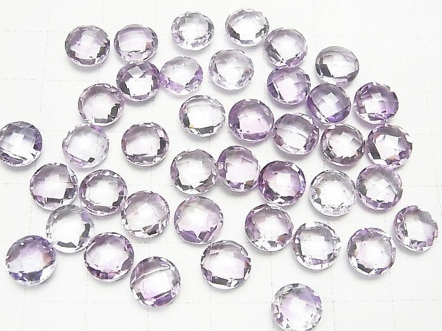 [Video]High Quality Pink Amethyst AAA Undrilled Faceted Coin 8 x 8 x 4 mm 5 pcs $6.79!