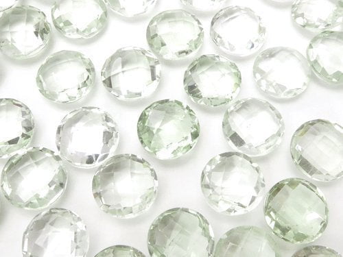 Coin, Green Amethyst, Undrilled Gemstone Beads