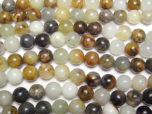 [Video] Flower Jade Round 10mm 1-strand beads (approx. 15 inches/38 cm)