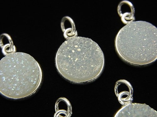 Bezel Setting, Coin, Crystal Quartz, Druzy Gemstone Beads