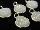 [Video] Druzy Quartz Bezel Setting Coin 11mm AB Coating Silver925 1pc $6.79!