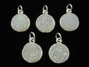 [Video] Druzy Quartz Bezel Setting Coin 11mm AB Coating Silver925 1pc $6.79!