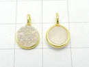 [Video]Druzy Agate Bezel Setting Coin 8mm AB Coating 18KGP 1pc