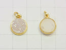 [Video]Druzy Agate Bezel Setting Coin 11mm AB Coating 18KGP 1pc