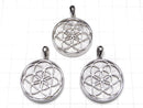 Meteorite seed of life design included Coin Pendant 27 mm Silver 925