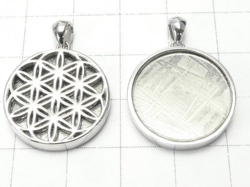 Meteorite Flower of life design included Coin Pendant 20 mm Silver 925