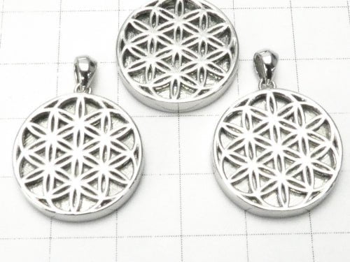 Meteorite Flower of life design included Coin Pendant 20 mm Silver 925