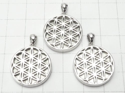 Meteorite Flower of life design included Coin Pendant 20 mm Silver 925