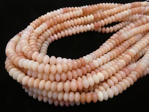 Pink Opal AAA - Roundel 8 x 8 x 4 mm Color gradation half or 1 strand beads (aprx.15 inch / 38 cm)