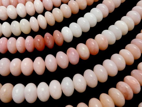 Pink Opal AAA Roundel 10 x 10 x 6 mm Color gradation half or 1 strand beads (aprx.15 inch / 38 cm)