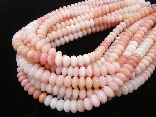 Pink Opal AAA Roundel 10 x 10 x 6 mm Color gradation half or 1 strand beads (aprx.15 inch / 38 cm)