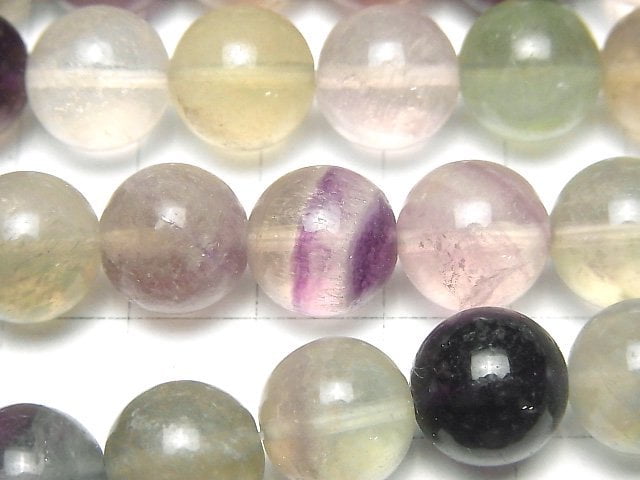 [Video] Multicolor Fluorite AA+ Round 12mm half or 1strand beads (aprx.15inch/37cm)