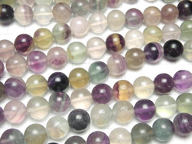 [Video] Multicolor Fluorite AA+ Round 12mm half or 1strand beads (aprx.15inch/37cm)