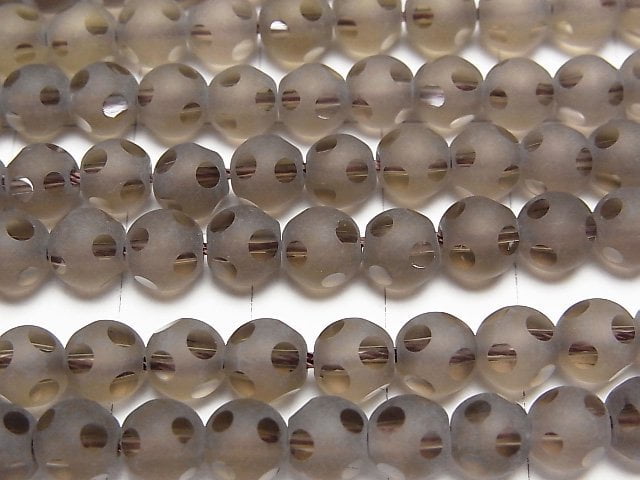 Smoky Quartz polka dot Faceted Round 6mm half or 1strand beads (aprx.15inch / 37cm)