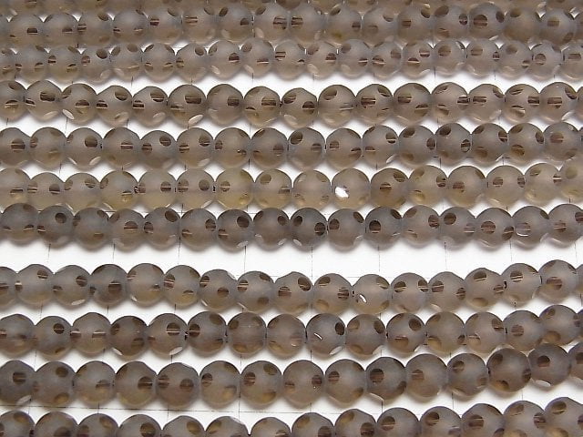 Smoky Quartz polka dot Faceted Round 6mm half or 1strand beads (aprx.15inch / 37cm)