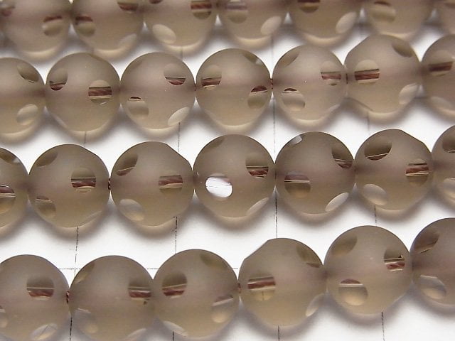 [Video] Smoky Quartz polka dot Faceted Round 8mm half or 1strand beads (aprx.15inch / 38cm)