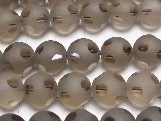 Smoky Quartz polka dot Faceted Round 10 mm half or 1 strand beads (aprx.15 inch / 37 cm)