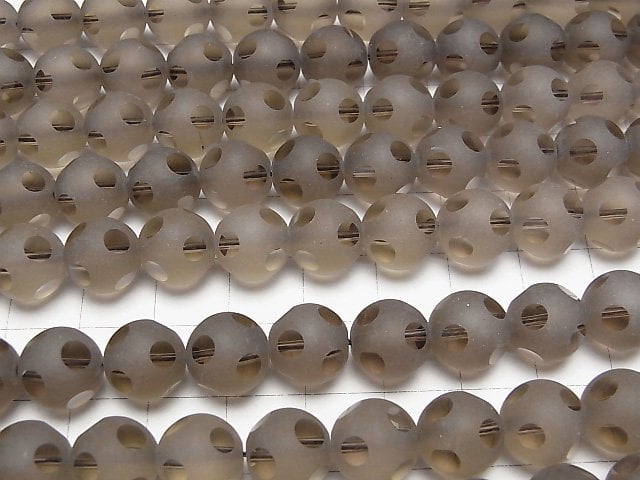 Smoky Quartz polka dot Faceted Round 10 mm half or 1 strand beads (aprx.15 inch / 37 cm)