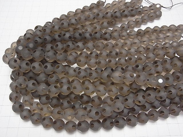 Smoky Quartz polka dot Faceted Round 10 mm half or 1 strand beads (aprx.15 inch / 37 cm)