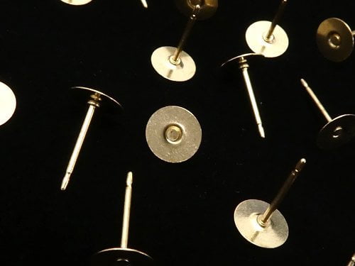 14KGF Flat Earstuds Earrings [4mm][5mm][6mm][10mm] 1pair