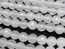 White Chalcedony 128 Faceted Round 6mm 1strand beads (aprx.15inch/38cm)