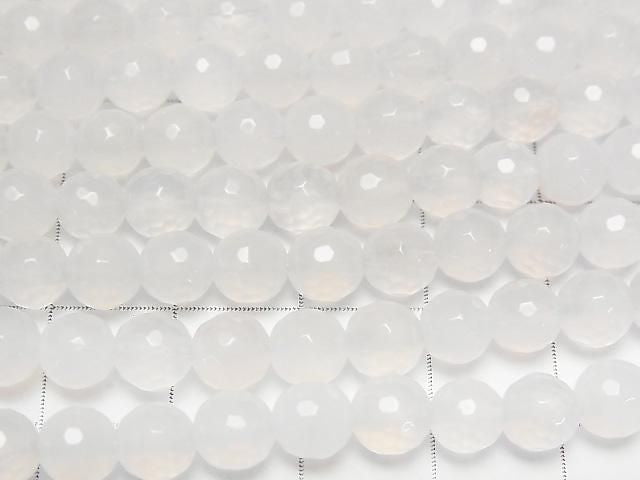 White Chalcedony 128 Faceted Round 6mm 1strand beads (aprx.15inch/38cm)