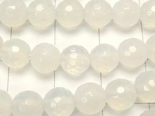 1strand $6.79! White Chalcedony 128Faceted Round 6mm 1strand beads (aprx.15inch / 38cm)