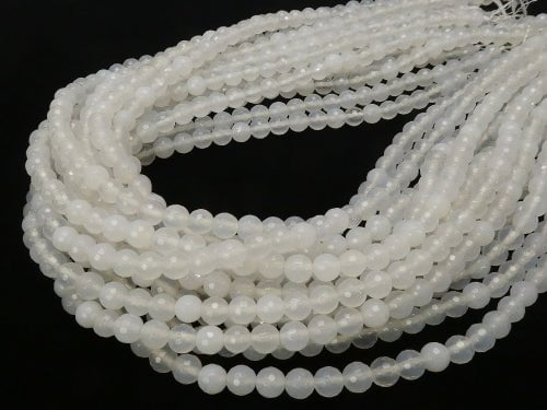 1strand $6.79! White Chalcedony 128Faceted Round 6mm 1strand beads (aprx.15inch / 38cm)