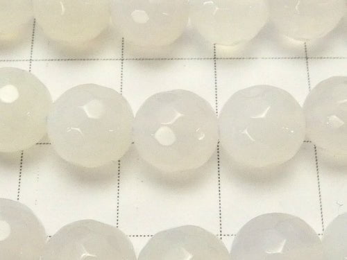 1strand $7.79! White Chalcedony 128 Faceted Round 8 mm 1strand beads (aprx.15 inch / 38 cm)