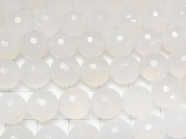 White Chalcedony 128 Faceted Round 10mm 1strand beads (aprx.15inch/38cm)