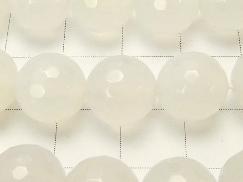 1strand $8.79! White Chalcedony 128 Faceted Round 10 mm 1strand beads (aprx.15 inch / 38 cm)