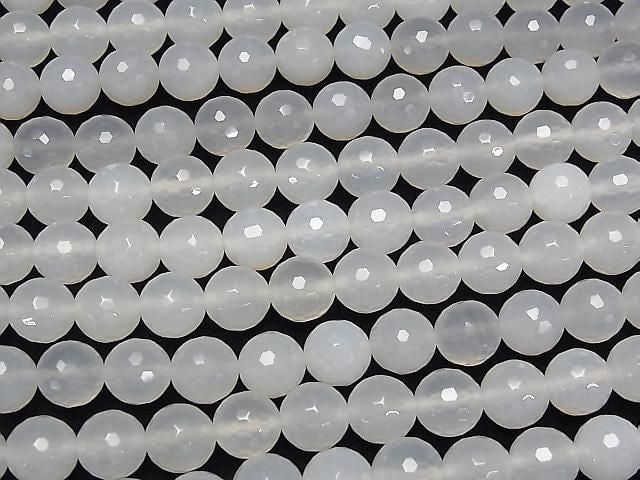 White Chalcedony 128 Faceted Round 10mm 1strand beads (aprx.15inch/38cm)