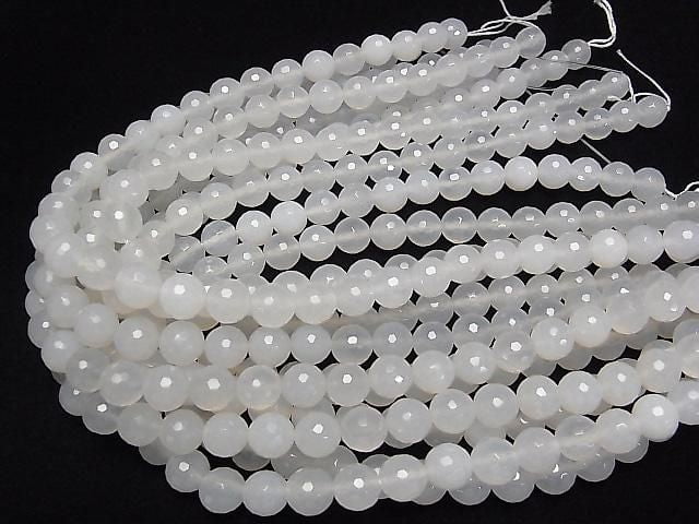 White Chalcedony 128 Faceted Round 10mm 1strand beads (aprx.15inch/38cm)
