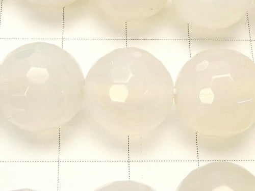 1strand $9.79! White Chalcedony 128 Faceted Round 12 mm 1strand beads (aprx.15 inch / 38 cm)