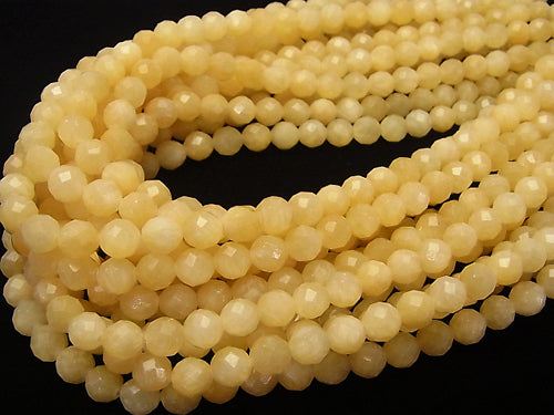 1strand $8.79! Yellow Jade 64Faceted Round 8mm 1strand beads (aprx.15inch / 38cm)
