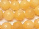 Yellow Jade 128 Faceted Round 12 mm half or 1 strand beads (aprx. 15 inch / 37 cm)