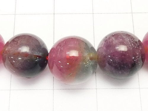 [Video] [One of a kind] High Quality Afghanistan Water Melon Tourmaline AAA Round 5mm-10mm Size Gradation 1strand beads (aprx.16inch / 40cm)