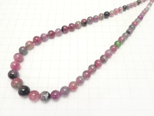 [Video] [One of a kind] High Quality Afghanistan Water Melon Tourmaline AAA Round 5mm-10mm Size Gradation 1strand beads (aprx.16inch / 40cm)