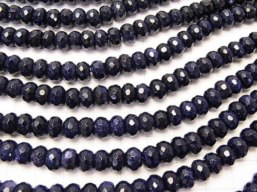 1strand $9.79! Blue Golden Sand Stone  Faceted Button Roundel 8x8x5mm 1strand beads (aprx.15inch/36cm)