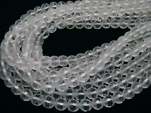 Partially Faceted Frosted Quartz AAA Round 8mm half or 1strand beads (aprx.15inch/36cm)