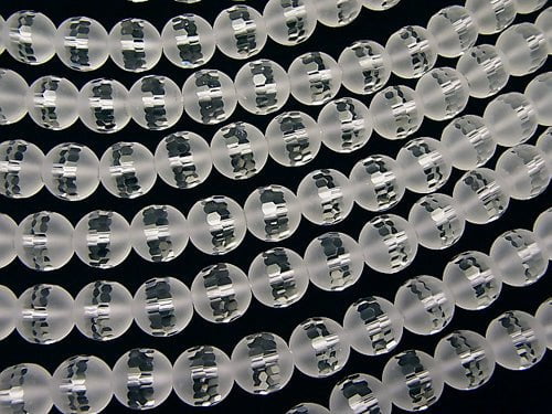 Partially Faceted Frosted Quartz AAA Round 10mm half or 1strand beads (aprx.15inch/37cm)