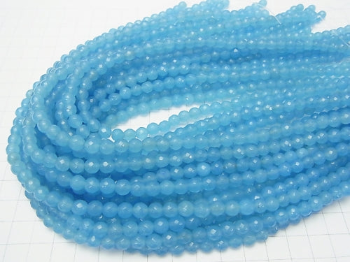 1strand $6.79! Blue Jade 64Faceted Round 6mm 1strand beads (aprx.15inch / 37cm)
