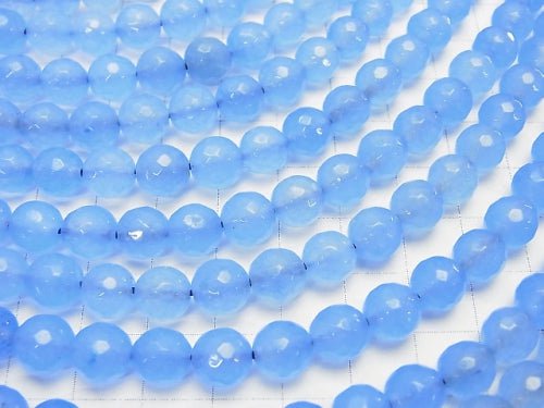 1strand $6.79! Blue Jade 64 Faceted Round 8 mm 1strand beads (aprx.15 inch / 36 cm)