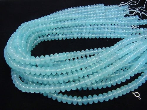 Sea Blue Chalcedony AAA Roundel 8 x 8 x 5 mm 1/4 or 1strand beads (aprx.15 inch / 38 cm)