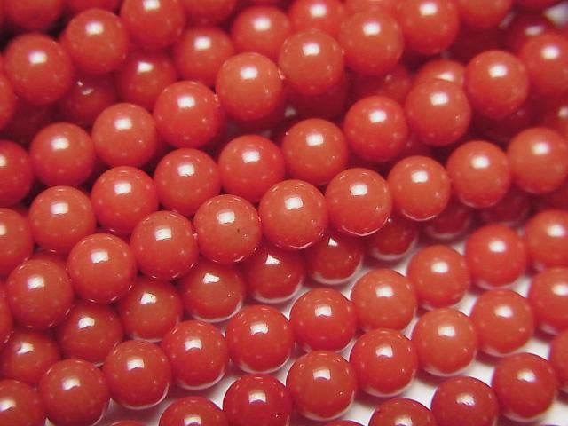 [Video] Red Coral (Dyed) Round 4mm 1strand beads (aprx.15inch/38cm)