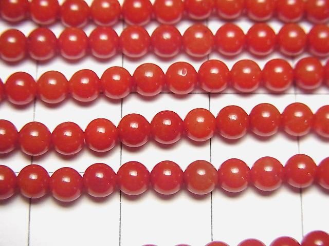 [Video] Red Coral (Dyed) Round 4mm 1strand beads (aprx.15inch/38cm)