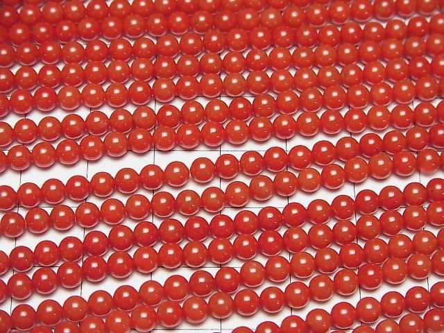 [Video] Red Coral (Dyed) Round 4mm 1strand beads (aprx.15inch/38cm)