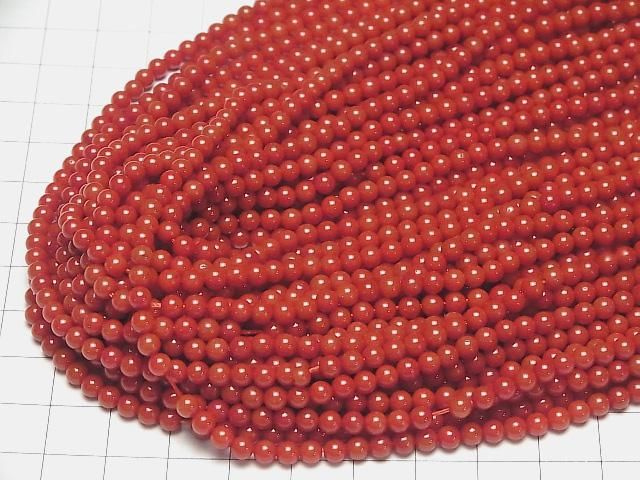 [Video] Red Coral (Dyed) Round 4mm 1strand beads (aprx.15inch/38cm)