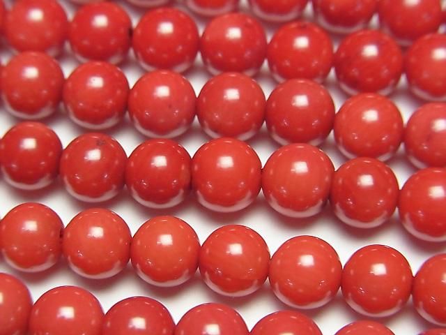 Red Coral (Dyed) Round 6mm half or 1strand beads (aprx.15inch/38cm)