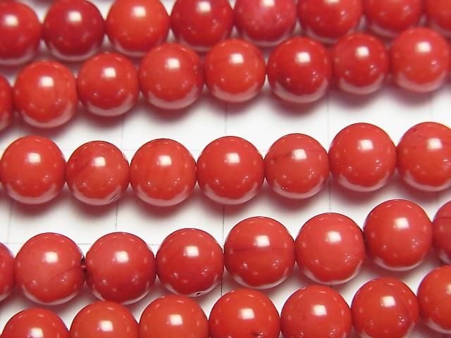 [Video] Red Coral (Dyed) Round 6mm half or 1-strand beads (approx. 15 inches/38 cm)